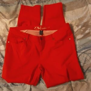 Celebrity Blues Juniors 17 Woman's 14 Red Skinny Jean Jegging